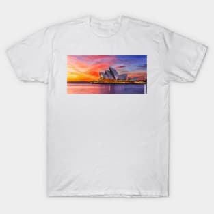 Sydney Opera House Sunset Painting T-Shirt